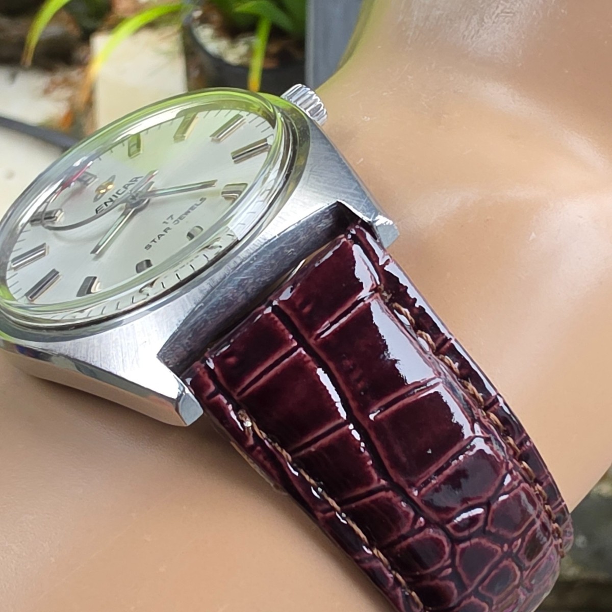 Vintage ENICAR men's manual wind watch Rocket second hand swiss