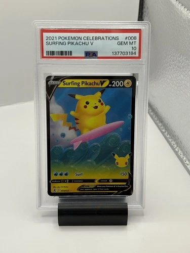 2021 Pokemon Surfing Pikachu V Celebrations 008/025 PSA 10 GEM MINT