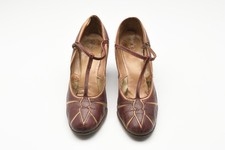 VINTAGE 1930S WOMENS LEATHER / SNAKE SKIN (?) EVENING PARTY DANCE SHOES RED