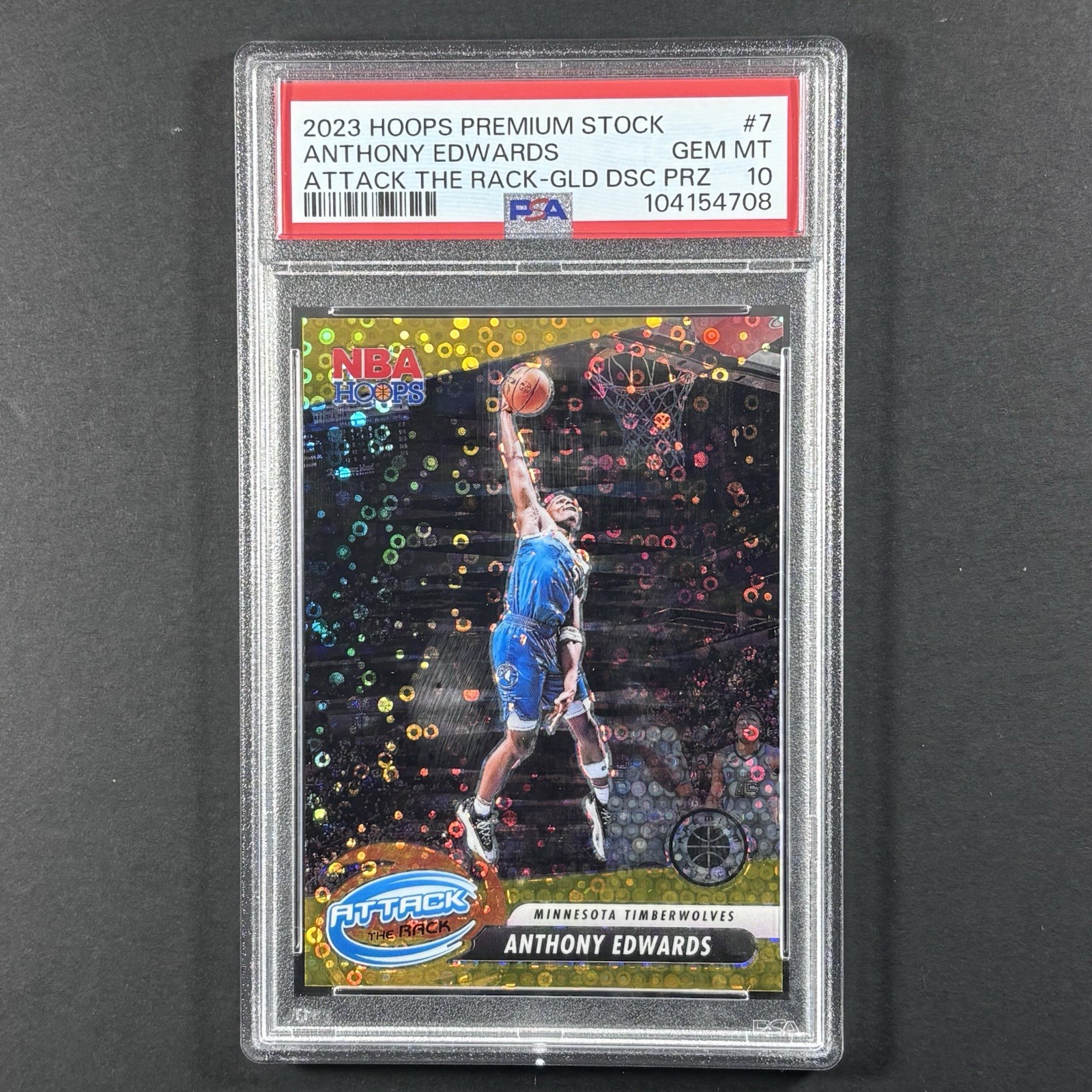 ANTHONY EDWARDS PSA 10 2023 Hoops #7 Attack The Rack Gold Disco /10 TIMBERWOLVES