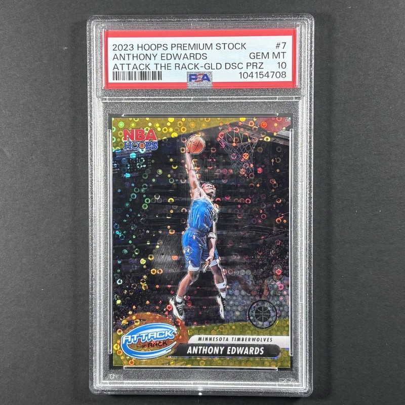 ANTHONY EDWARDS PSA 10 2023 Hoops #7 Attack The Rack Gold Disco /10 TIMBERWOLVES