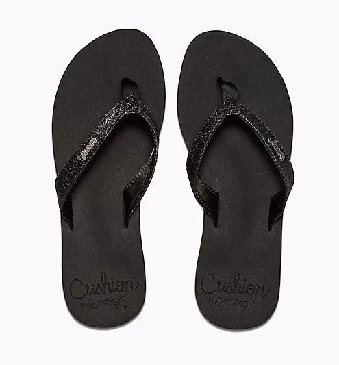 NUEVO REEF Mujer Estrella Cojín Chanclas Sandalia Negra 1392 Talla 6 Nuevo Foto 3 de 4
