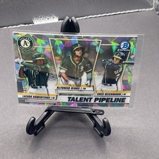 2020 Bowman Chrome A’s Talent Pipeline Rivas Deichmann + Armenteros Atomic /150