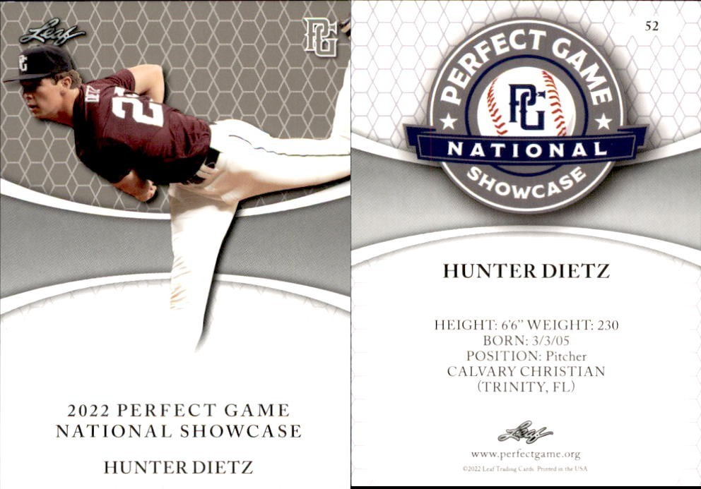 HUNTER DIETZ 2022 LEAF PERFECT GAME "National Showcase" ROOKIE CARD #52