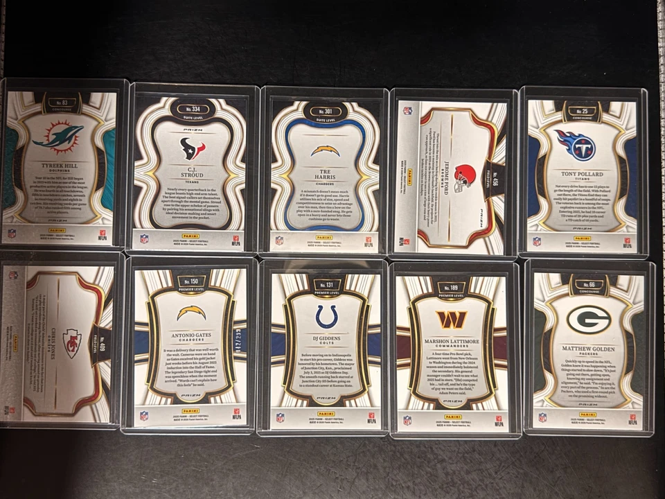 2025 Panini Select Football 10er Base/Silver/Numbered /299 LOT - Bild 2 von 2