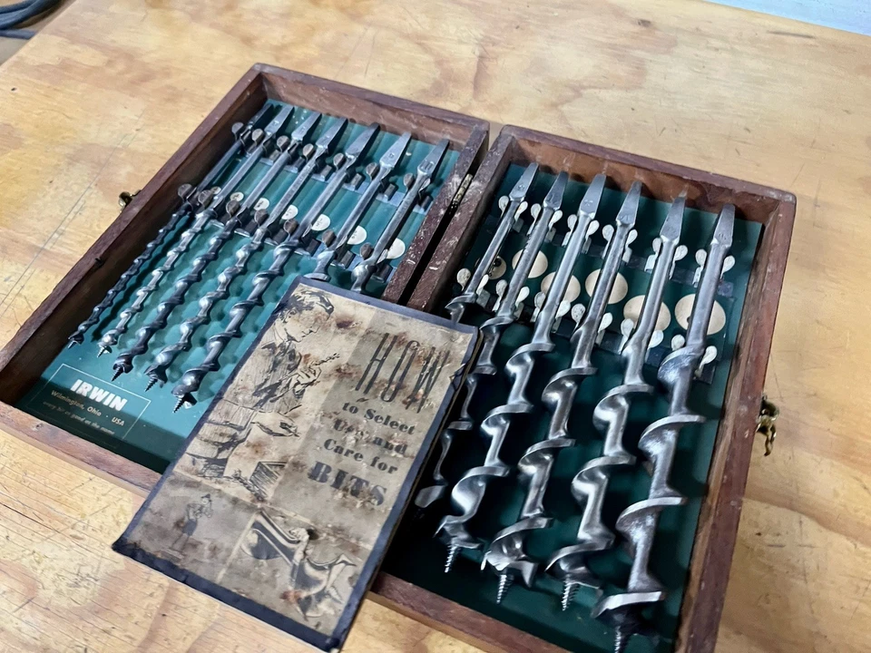 Vintage Irwin Pro Grade Complete 13 Pc Set, Boxed Auger Hand Drill Brace Bits - Image 3 of 4