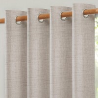 Gardinen 2Er Set Leinen ÖSen Halbtransparent 240Cm Lang 140Cm Breit Natur
