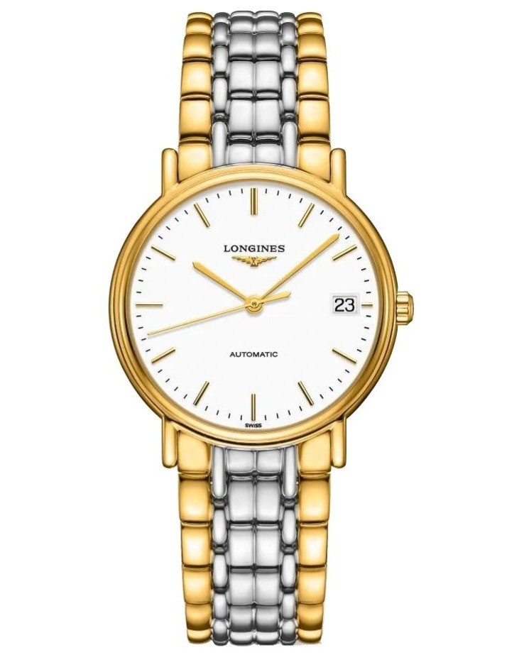 Longines Presence Automatic 34.5mm White Dial Two-Tone Men's Watch