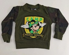 Vintage 80s Camp Mickey Mouse Camo Crewneck Sweatshirt Pajama Top 3T Disney