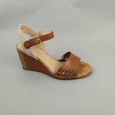 Clarks Sandals Womens Size 4 Tan Brown Leather Wedge Ankle Strap Comfort Casual
