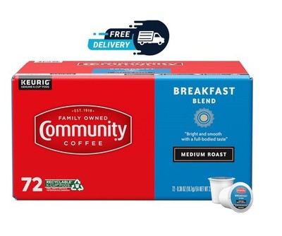 Community Coffee Breakfast Blend 72 Count Coffee Pods, Medium Roast