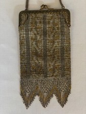 Antique Micro-Beaded Art Deco Flapper Era Purse Made in France Frame Signed Tag