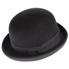 Bowler Derby Hat Short Rolled Brim Fedora Hat for Men and Medium Black