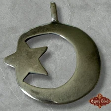 925 Sterling Islam Crescent Moon and Star Pendant 1in - 2.73g