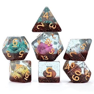Gate Keeper Games and Dice: Inclusion Dice: Dinosaur Eggs - 7pc RPG Set, Multi-C