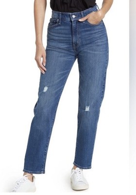 NWT Lucky Brand Drew 28  Distressed High Rise Mom Jeans Size 10/30
