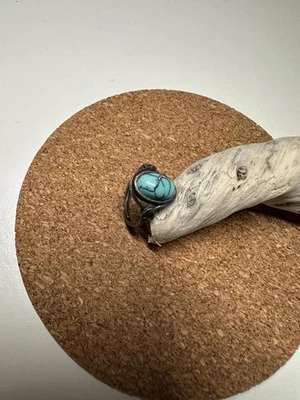 Bague en turquoise et argent S925, style bohème - Photo 1/2