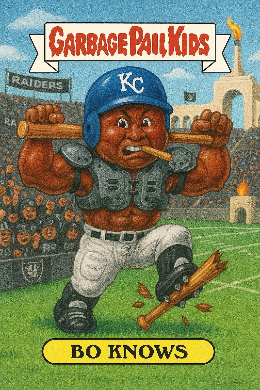 Custom GPK Bo Knows Bo Jackson Royals Raiders MLB NFL