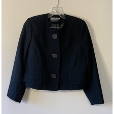 VTG Herbert Grossman Blazer Womens 12 RUNS SMALL 10 Wool Cropped Mod Retro