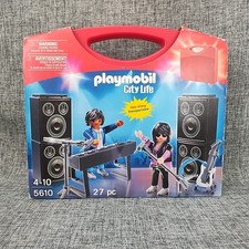 NOS Playmobil City Life #5610 Rock Band w/Carrying Case 27 pcs 2013 NEW