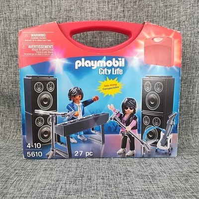 NOS Playmobil City Life #5610 Rock Band w/Carrying Case 27 pcs 2013 NEW