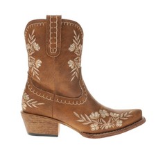 Roper Wynona Floral Embroidered Snip Toe Cowboy Booties Womens Brown Casual Boot
