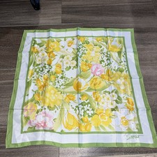 Vintage SM Kent Avon Burst of Spring Floral Acetate Scarf 27" Japan Retro 70s