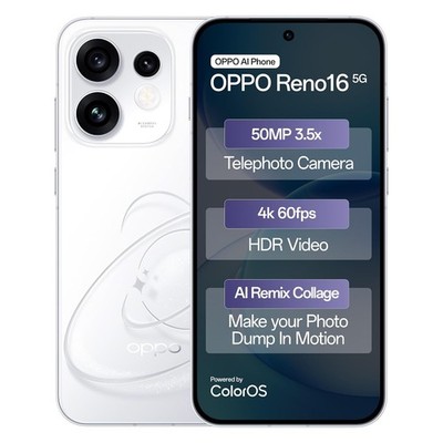 Oppo Reno16 5G 8GB/256GB Starry White 50MP Camera Snapdragon 7 Gen