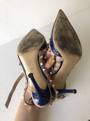 Valentino Rockstud Blue Patent Leather Pointy Toe Pumps Size  display picture 1