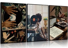 3pcs Black Girl Canvas Wall Art Modern Black Woman Painting Picture Wall Deco...