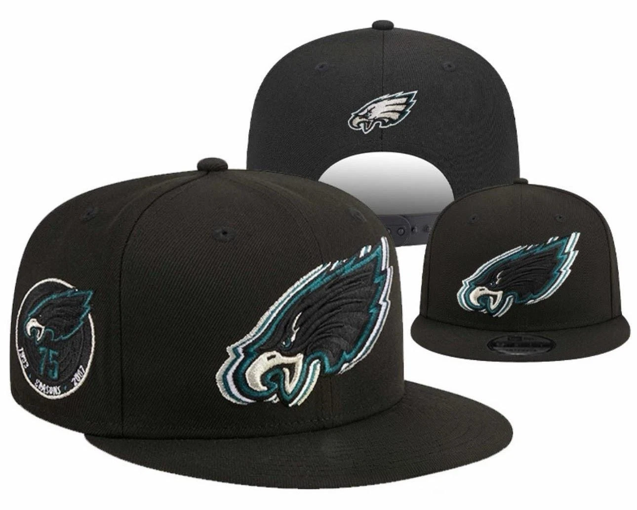 Philadelphia Eagles Snapback Hat Adjustable Black Embroidered Side Patch Cap