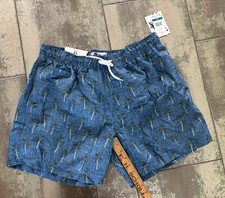 NWT Trunks Surf  Swim Co Chambray Palms XL Blue / Trees Shorts