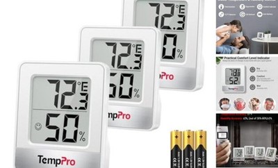 TP49 Pieces Digital Hygrometer Indoor Thermometer Humidity 3 Oyster White