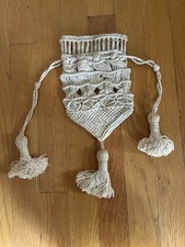 Vintage Crocheted Drawstring Purse Fringed Tassels
