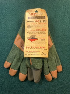 Vintage Morris Feel Glove Green Shooting Gloves Hunting Gloves Large Size Rare