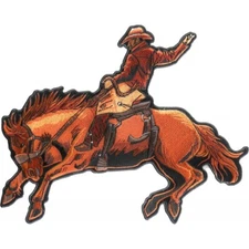 Cowboy Rodeo Bucking Bronco Sew On Iron on Embroidered Patch LARGE BACK PATCH