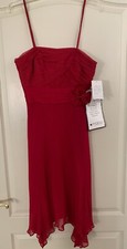Nine West Women's Size 6 Red Dress Short Cocktail Silk Formal Strapless $140 New