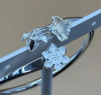 Armreif 999 Silber Fisch mit Blume, 6,25 -7 