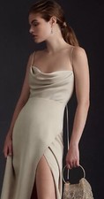 BHLDN Remy Cowl Neck Faux-Wrap Satin Gown Champagne Size 0  NWT