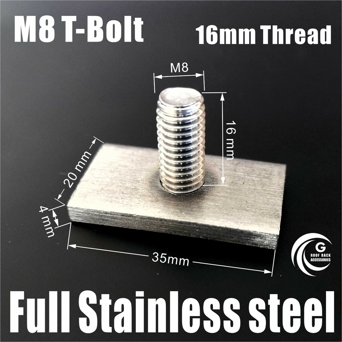 LEI Stainless Steel 304 Screw T Bolt 16mm 27mm Tread Rhino Thule Yakima Pro Rola Roof Rack Awning Accessories M8 I4084340093 - Foto 2
