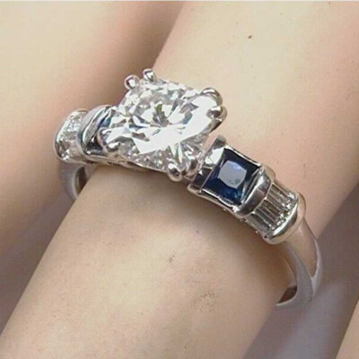 2Ct Cushion Diamond Vintage Style Engagement Ring 14K White Gold Plate Simulated