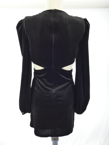 MISSPAP Dress Black Velvet Cut Out Ring Detail Party Formal Going Out size S - Picture 9 of 17