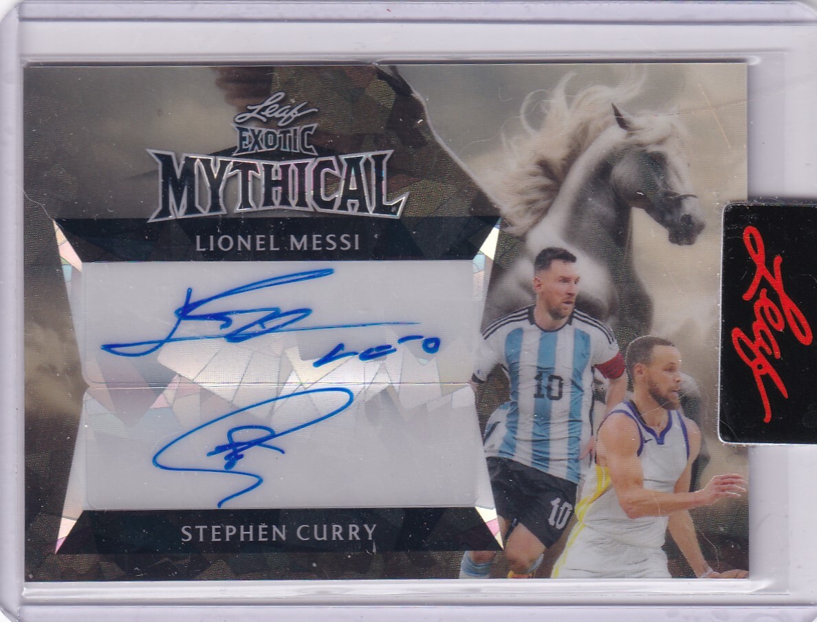 2024 Leaf Mythical Exotic LIONEL MESSI / STEPHEN CURRY Pegasus DUAL AUTO #d 1/1