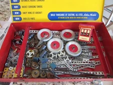 Gilbert No. 10063 Erector Action Conveyor Set Metal Case & Parts Incomplete