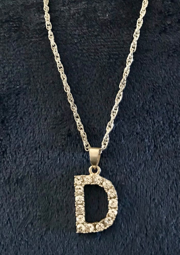 NICE PRELOVED NECKLACE - LETTER ‘D’ IN CLEAR RHINESTONES - ALSO GIFT ?
