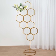 Gold 6" Metal Floral DISPLAY FRAME Honeycomb Backdrop Stand Wedding Arch Party