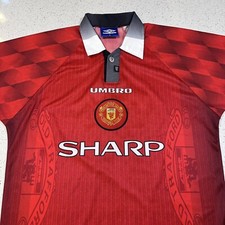 Vintage Umbro Manchester United Jersey Size L 1996 Green #10 Premier League Kit