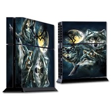 PS4 Playstation console skins decals wrap - 3 Wolves Moonlight