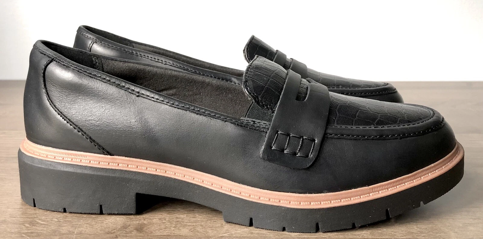 Clarks Scarpa Slip on Donna 9M Westlynn Ayla Mocassini Nero Coccodrillo Ottima