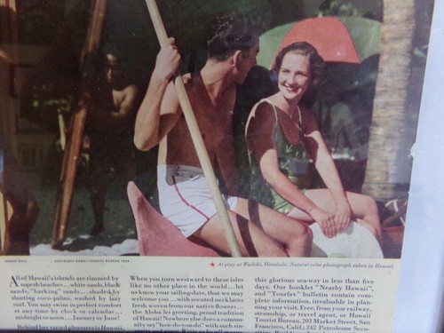 Hawaii, Outrigger Waikiki Island Print Ad 1936 Tourist, Beach Sun Canoe, Surf - Bild 5 von 6